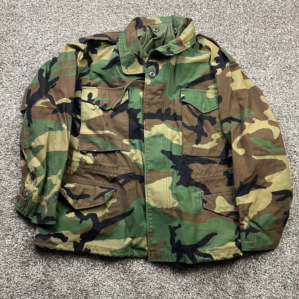 American Apparel Woodland Camouflage Field Coat Mens Medium X-Short Vintage M-65 - Picture 1 of 7